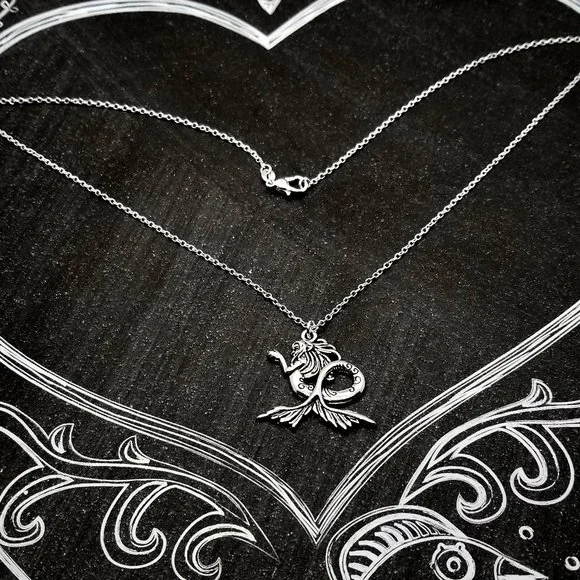 Sea Siren Mermaid Silver Necklace - Picture 3 of 4